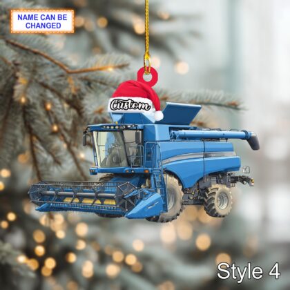 Farmer Combine Harvester acrylic 2D flat Christmas ornament - Image 6