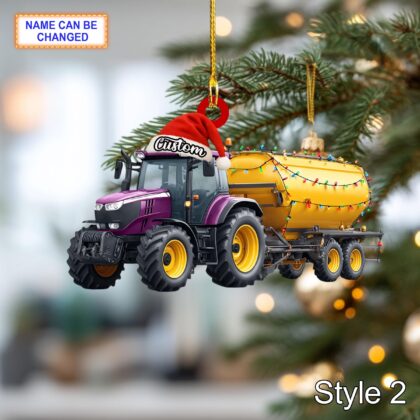 Farmer Lime Spreader acrylic 2D flat Christmas ornament - Image 4