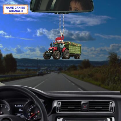 Farmer Tractor with Silage Trailer acrylic 2D flat Christmas ornament - Image 3