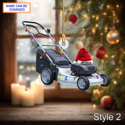 Farmer Lawn Mower acrylic 2D flat Christmas ornament – festive tree hanging acrylic decor - Image 4
