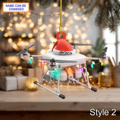 Farmer Agricultural Spraying Drone acrylic 2D flat Christmas ornament - Image 4