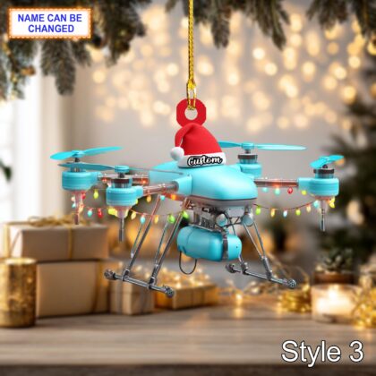 Farmer Agricultural Spraying Drone acrylic 2D flat Christmas ornament - Image 5