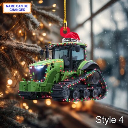 Farmer Tracked Tractor acrylic 2D flat Christmas ornament - Image 6