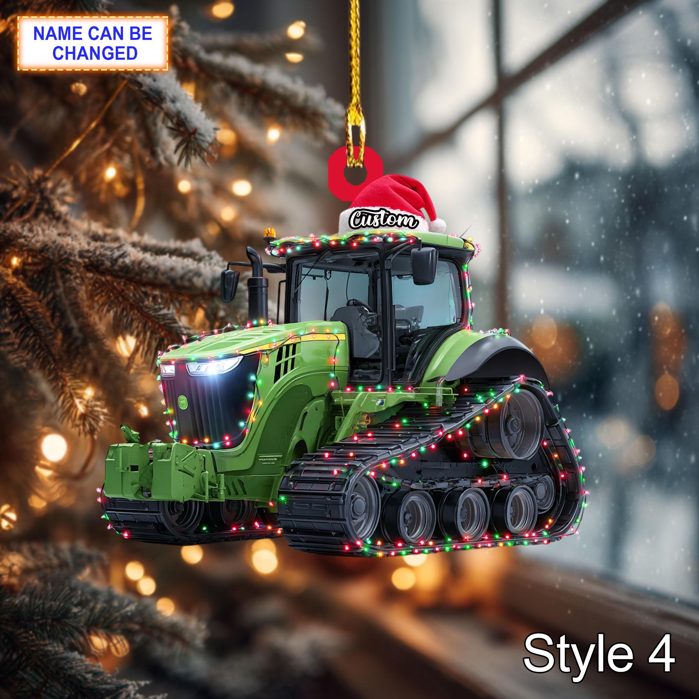 Farmer Tracked Tractor acrylic 2D flat Christmas ornament - Image 6
