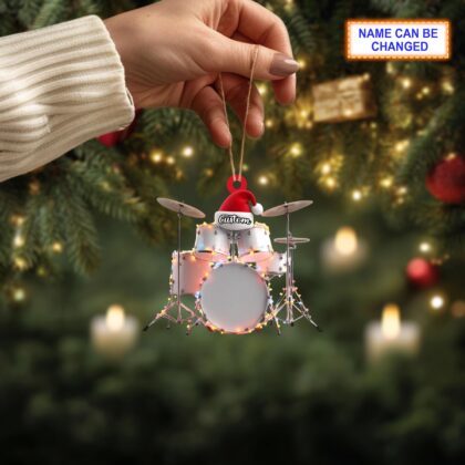 Musical Drum Set acrylic 2D flat Christmas ornament – festive tree hanging acrylic holiday decoration - Image 3
