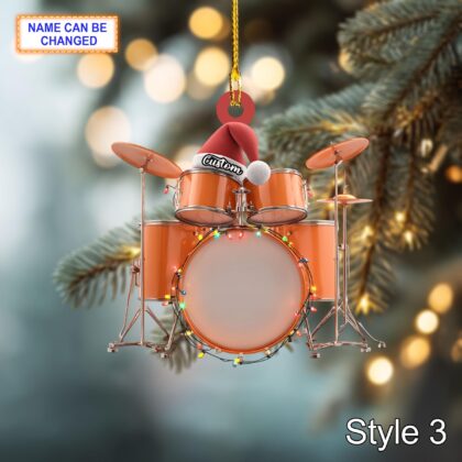 Musical Drum Set acrylic 2D flat Christmas ornament – festive tree hanging acrylic holiday decoration - Image 5
