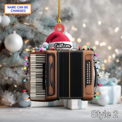 Musical Accordion acrylic 2D flat Christmas ornament – festive tree hanging acrylic holiday decoration - Image 4