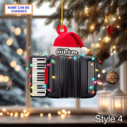 Musical Accordion acrylic 2D flat Christmas ornament – festive tree hanging acrylic holiday decoration - Image 6
