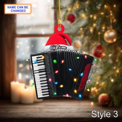 Musical Accordion acrylic 2D flat Christmas ornament – festive tree hanging acrylic holiday decoration - Image 5