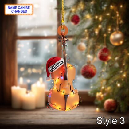 Musical Mandolin acrylic 2D flat Christmas ornament – festive tree hanging acrylic holiday decoration - Image 5