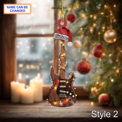 Musical Electric Guitar acrylic 2D flat Christmas ornament - Image 4