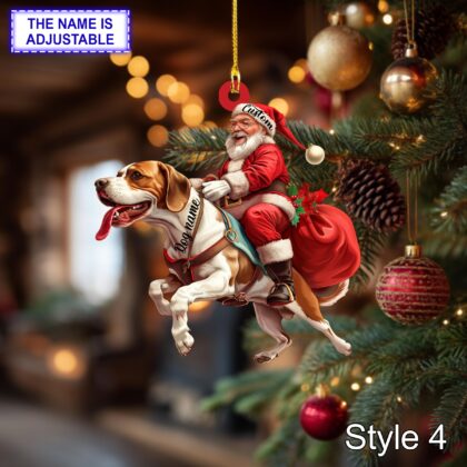Santa Riding Beagle Christmas Ornament – Funny Dog Lover Tree Hanging Decoration - Image 4