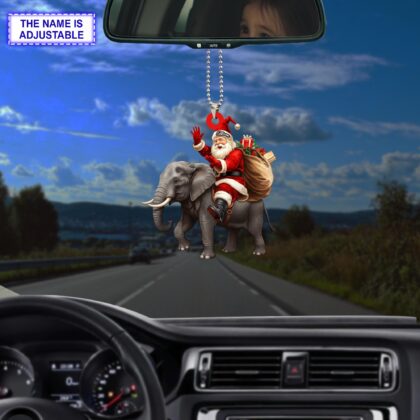 Santa riding Elephant acrylic 2D flat Christmas ornament - Image 3