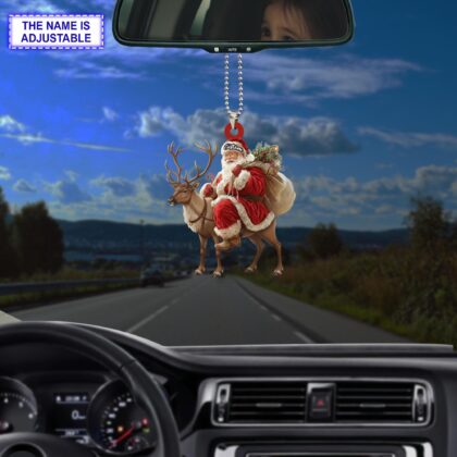Santa riding Reindeer acrylic 2D flat Christmas ornament - Image 3