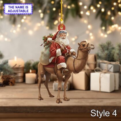 Santa riding Camel acrylic 2D flat Christmas ornament – festive tree hanging acrylic holiday decoration - Image 6