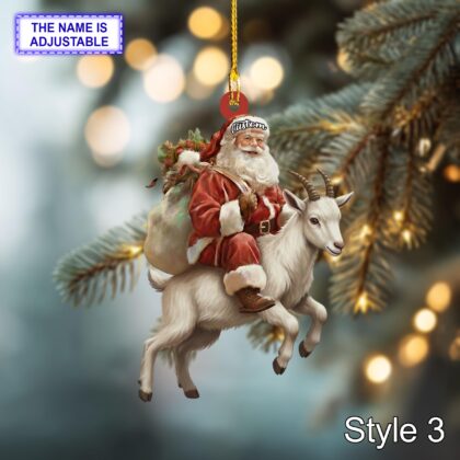 Santa riding Mountain Goat acrylic 2D flat Christmas ornament - Image 5
