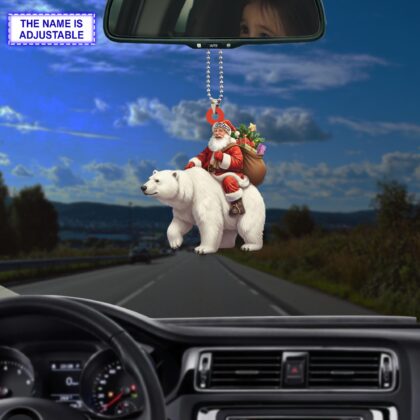 Santa riding Polar Bear acrylic 2D flat Christmas ornament - Image 3