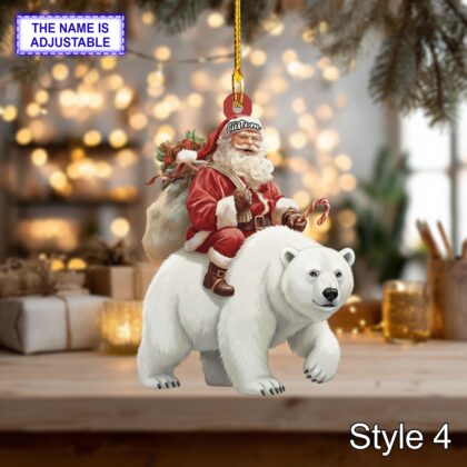 Santa riding Polar Bear acrylic 2D flat Christmas ornament - Image 6