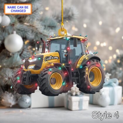 Farmer Tractor acrylic 2D flat Christmas ornament – festive tree hanging acrylic holiday decoration - Image 6