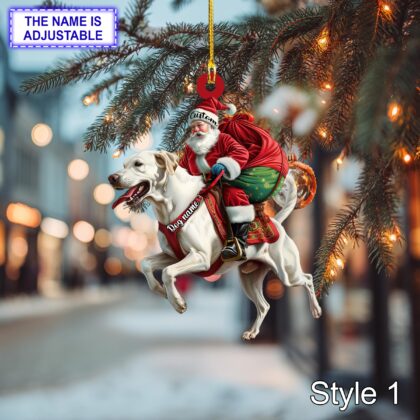 Santa Riding Labrador Retriever Christmas Ornament – Funny Dog Lover Tree Hanging Decoration