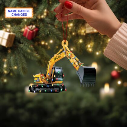 Custom Name Excavator Led Light V1 Christmas Ornament Vehicle - Image 3