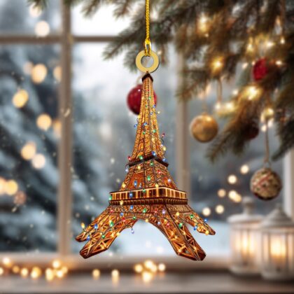 Eiffel Tower Personalized Ornament – Tree Hanging Decor Christmas Ornament Flat 2D Ornament Acrylic / Wooden - Image 3