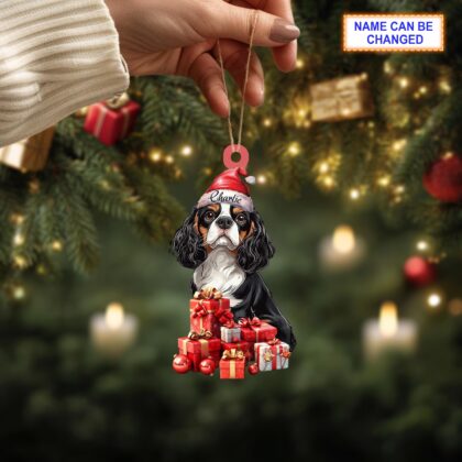 Alternative view of Custom Name Cavalier King Charles Spaniel Dog Christmas Personalized Ornament