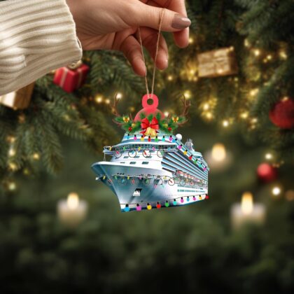 Alternative view of Custom Name Cruise With Led Light And Reindeer Hord V1 Christmas Ornament