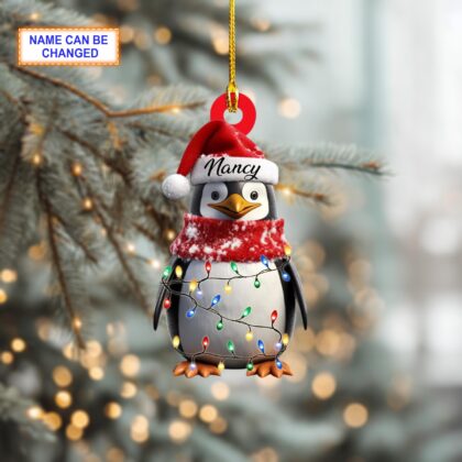 Custom Name Cute Penguin Personalized Ornament – Christmas Tree Hanging Decor - Image 4