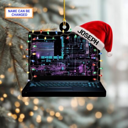 Alternative view of Custom Name Computer Programmer Laptop Code Personalized Ornament