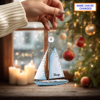 Custom Name Sailboat Personalized Ornament – Christmas Tree Hanging Decor - Image 4