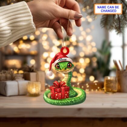Custom Name Cute Snake Christmas Personalized Ornament – Christmas Tree Hanging Decor - Image 3