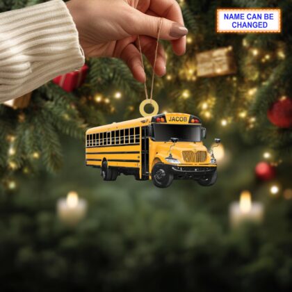Custom Name School Bus Christmas Ornament Vehicle – Christmas Tree Hanging Decor - Image 4