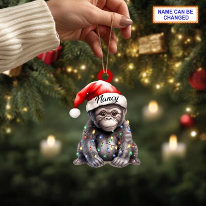 Alternative view of Custom Name Cute Gorilla Smile Personalized Ornament – Christmas Tree Hanging Decor