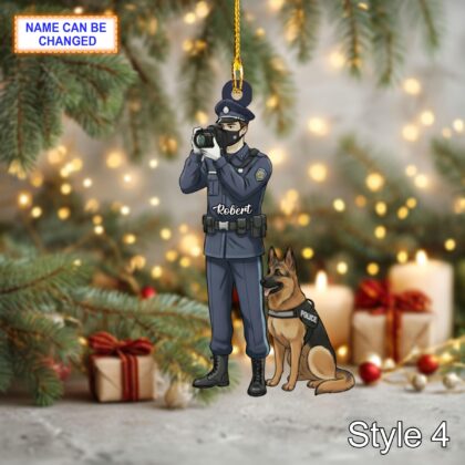 Custom Name Police Christmas Ornament – Holiday Tree Hanging Decor - Image 6