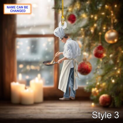Custom Name Chef Christmas Ornament – Holiday Tree Hanging Decor - Image 5