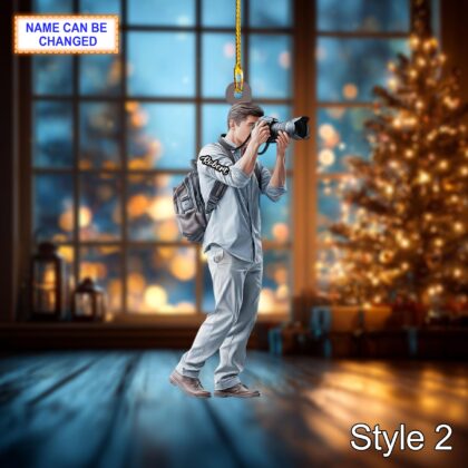 Custom Name Photographer Christmas Ornament – Holiday Tree Hanging Decor - Image 4