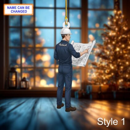 Custom Name Mechanic Engineer Christmas Ornament – Holiday Tree Hanging Decor