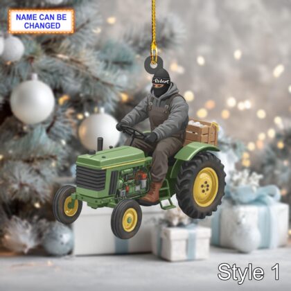 Custom Name Farmer Christmas Ornament – Holiday Tree Hanging Decor