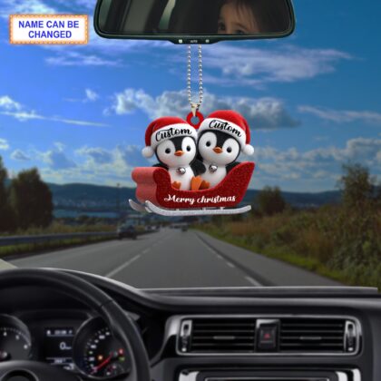 Personalized Penguin Couple Christmas Ornament – Cute Holiday Tree Hanging Decoration - Image 3