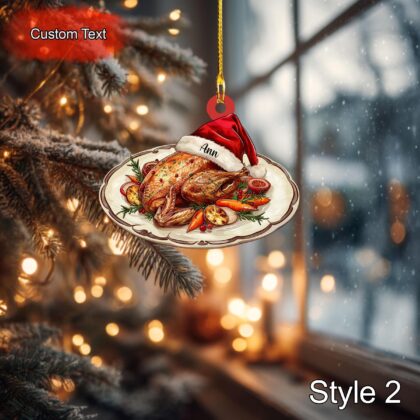 Alternative view of Custom Roasted Duck Christmas Ornament – Personalized 2D Flat Acrylic Tree Hanging Holiday Decoration
