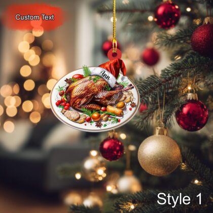 Custom Roasted Duck Christmas Ornament – Personalized 2D Flat Acrylic Tree Hanging Holiday Decoration