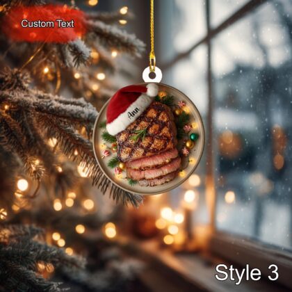 Custom Roast Beef Christmas Ornament – 2D Flat Acrylic Personalized Holiday Decoration - Image 3