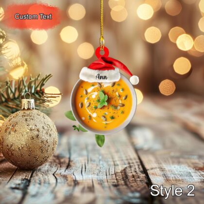 Custom Pumpkin Soup Christmas Ornament – Personalized Food Ornament - Image 2
