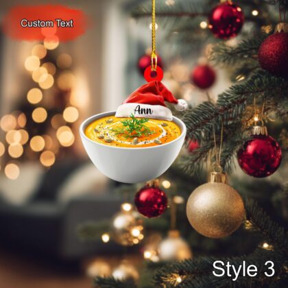 Custom Pumpkin Soup Christmas Ornament – Personalized Food Ornament - Image 3