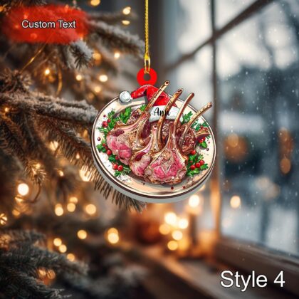 Custom Roasted Lamb Christmas Ornament – 2D Flat Acrylic Personalized Food Ornament - Image 4