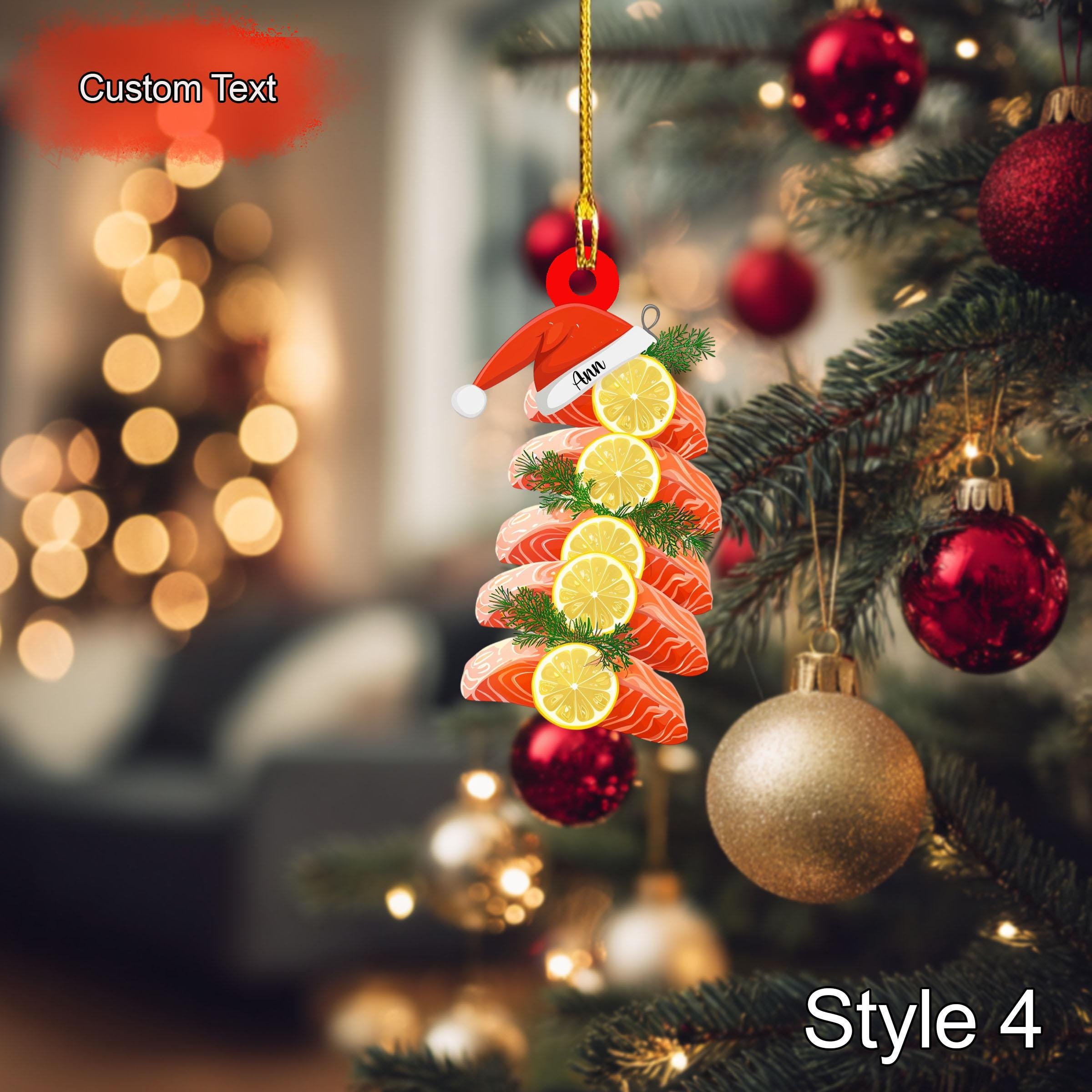 Custom Lemon Butter Baked Salmon Christmas Ornament – 2D Flat Acrylic Holiday Decoration - Image 4