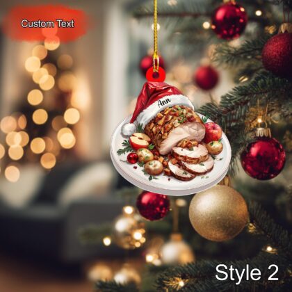 Custom Roasted Pork Loin with Apple Stuffing Christmas Ornament - Image 2