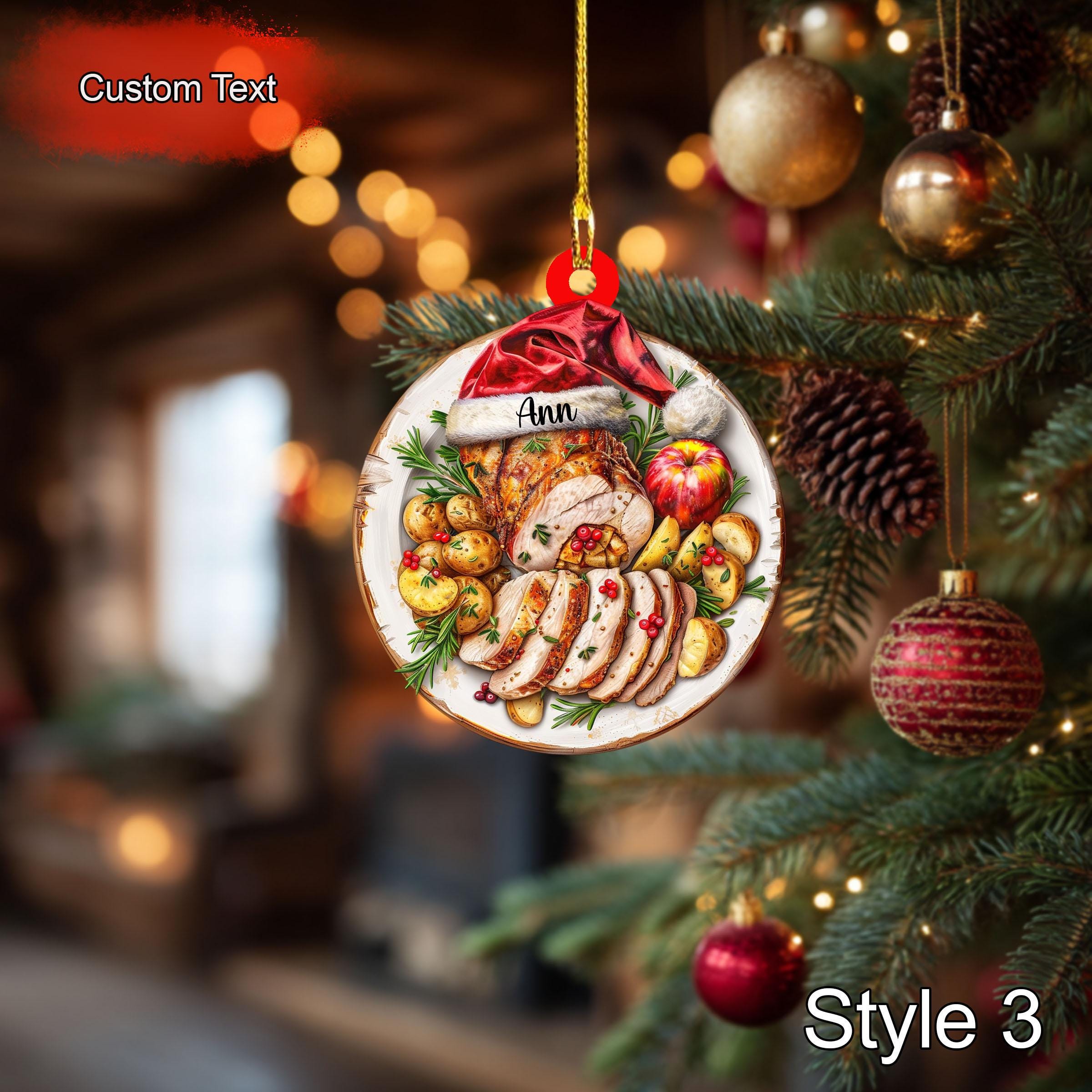 Custom Roasted Pork Loin with Apple Stuffing Christmas Ornament - Image 3