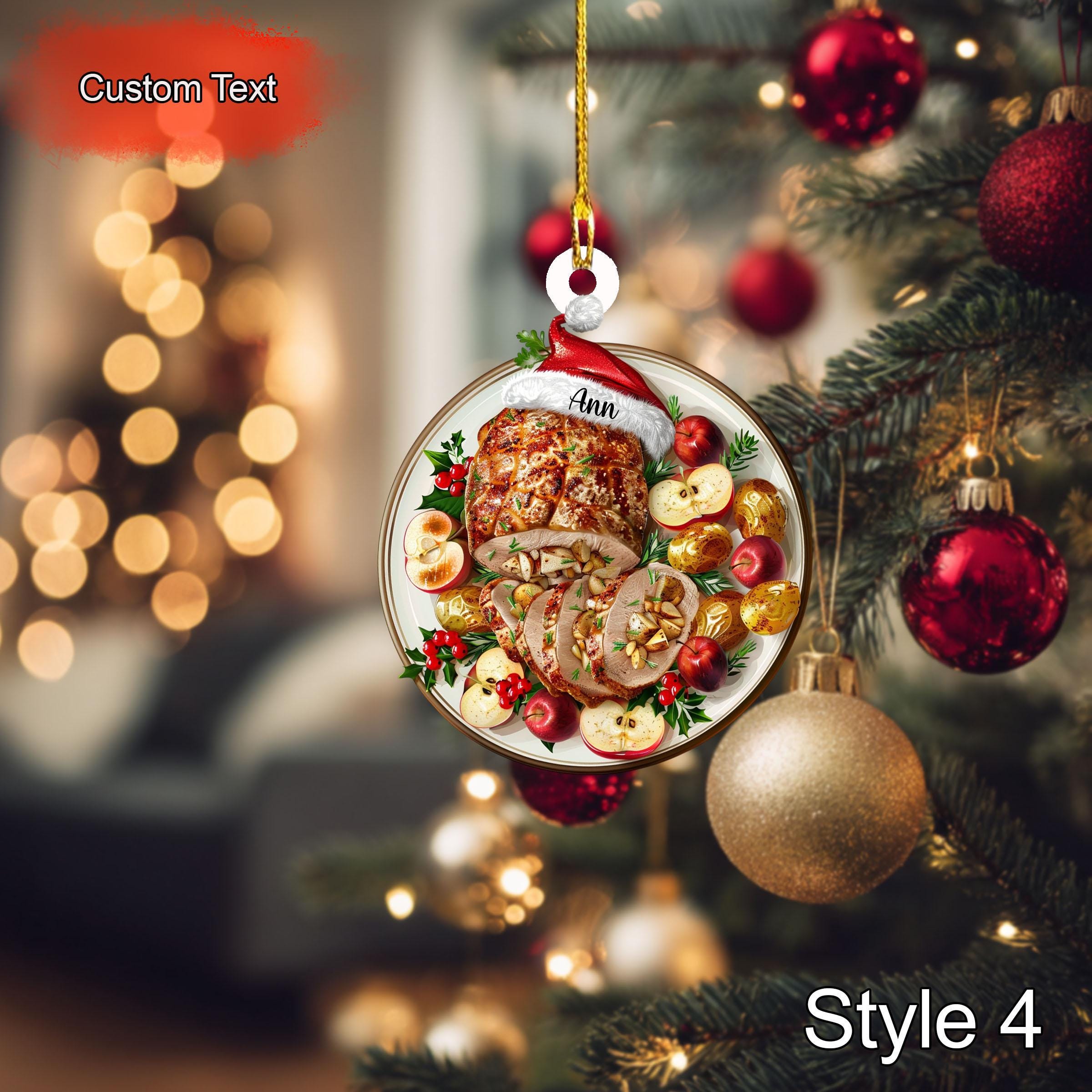 Custom Roasted Pork Loin with Apple Stuffing Christmas Ornament - Image 4